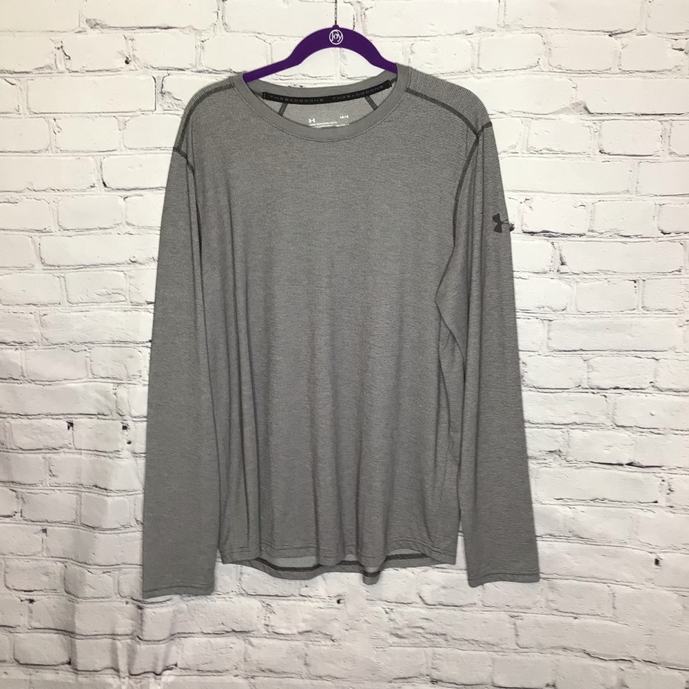Under Armour Gray Heatgear Loose Fit Crewneck Long Sleeve Shirt Large